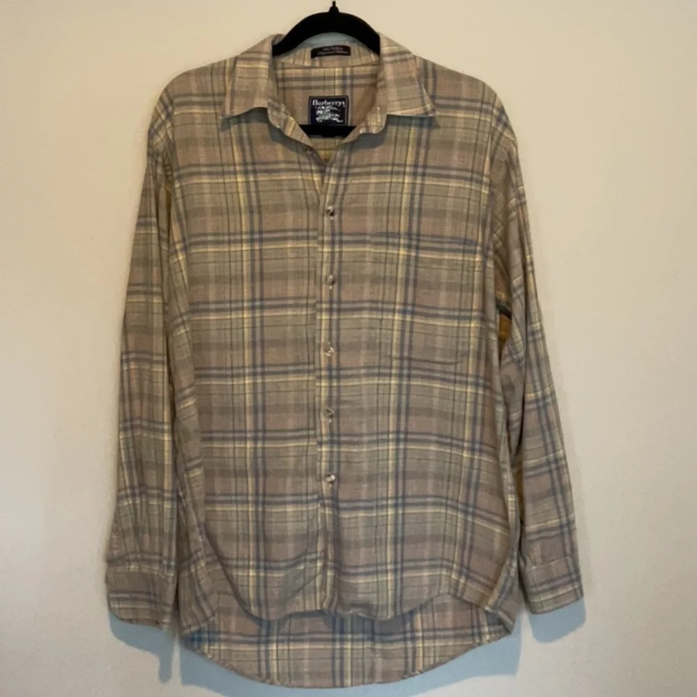 Burberry plaid collared button down, 100% imported cotton size Medium